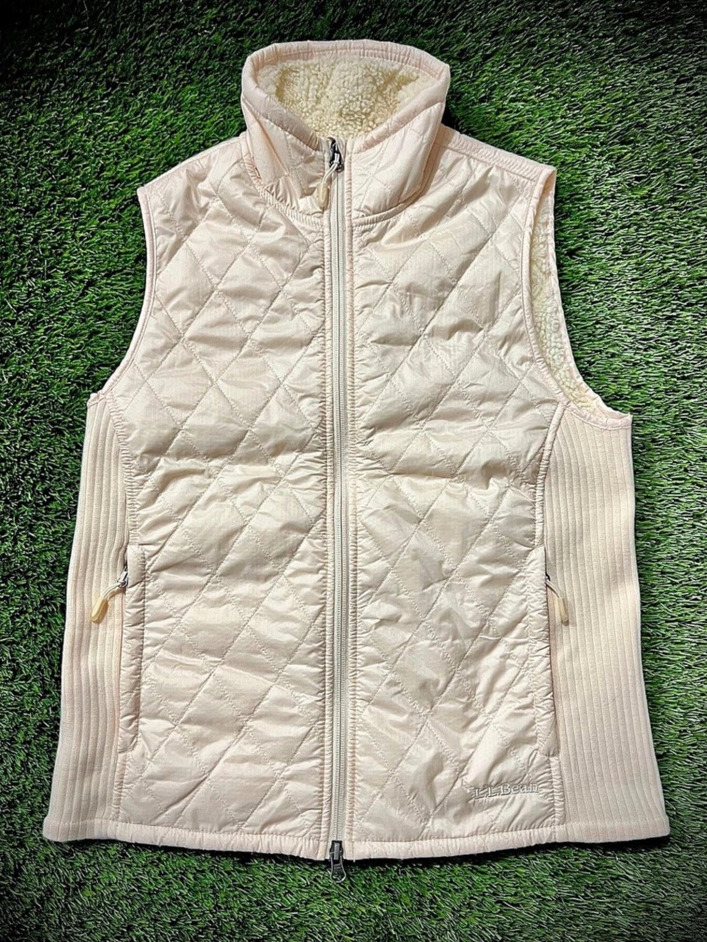 L.L.Bean Women's Fleece-Lined PrimaLoft Vest Cream XS